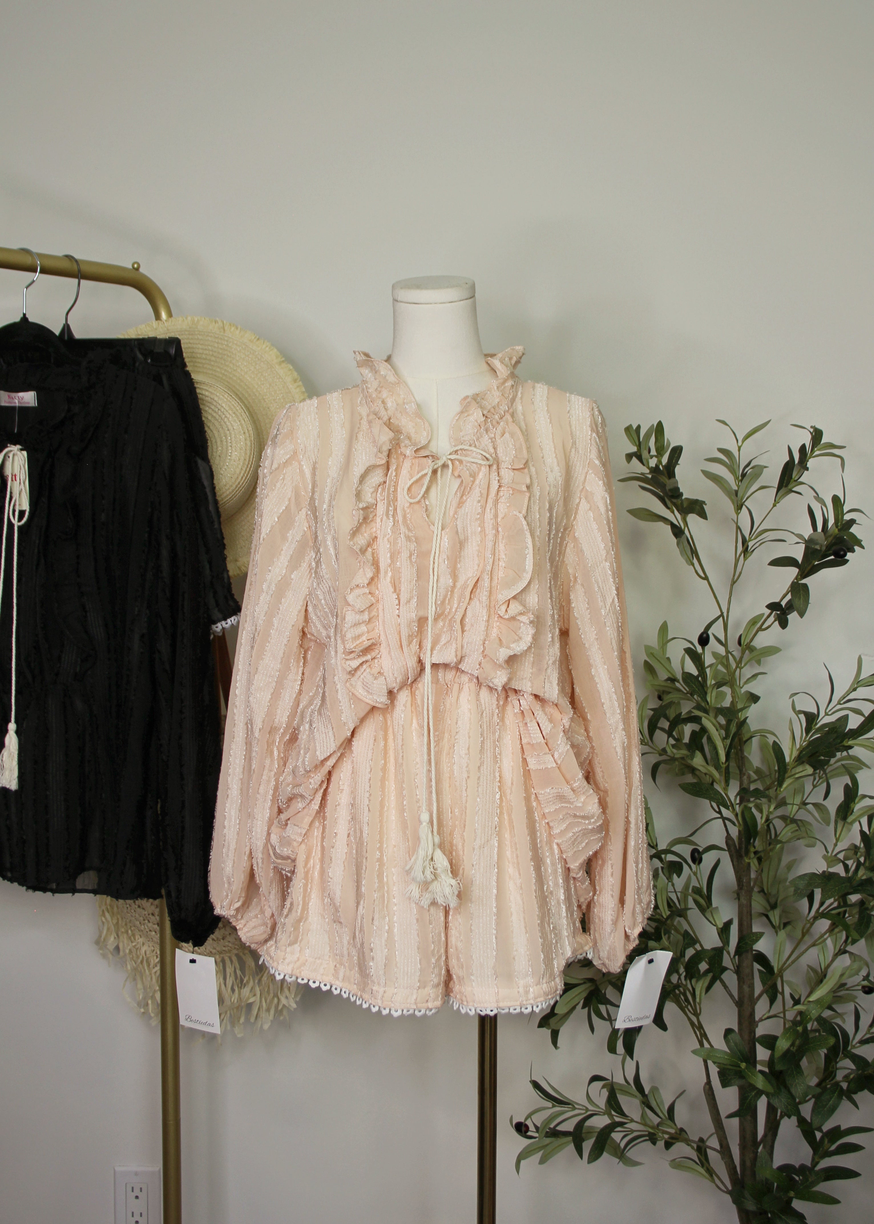 Ruffle Tie Two-Piece Set