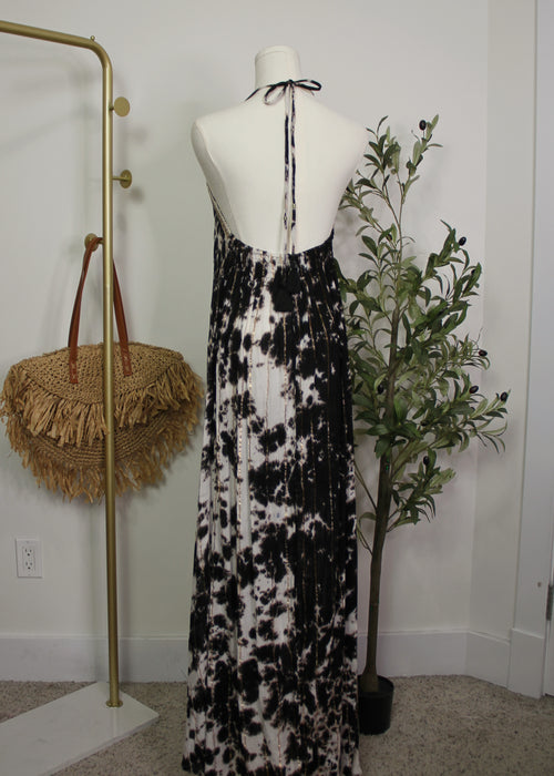 Boho Tie-Dye Halter Maxi Dress