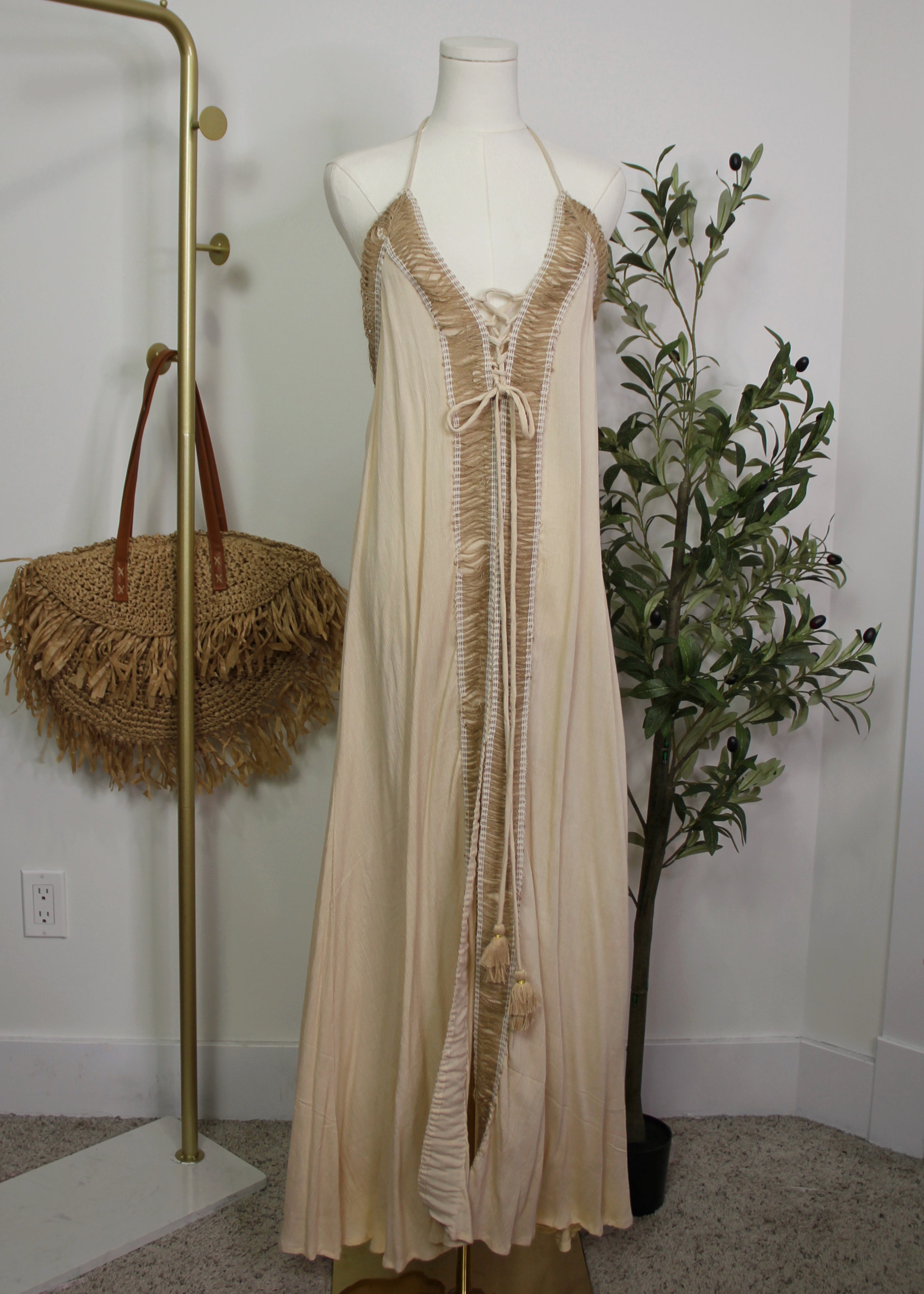Boho Tie-Dye Halter Maxi Dress