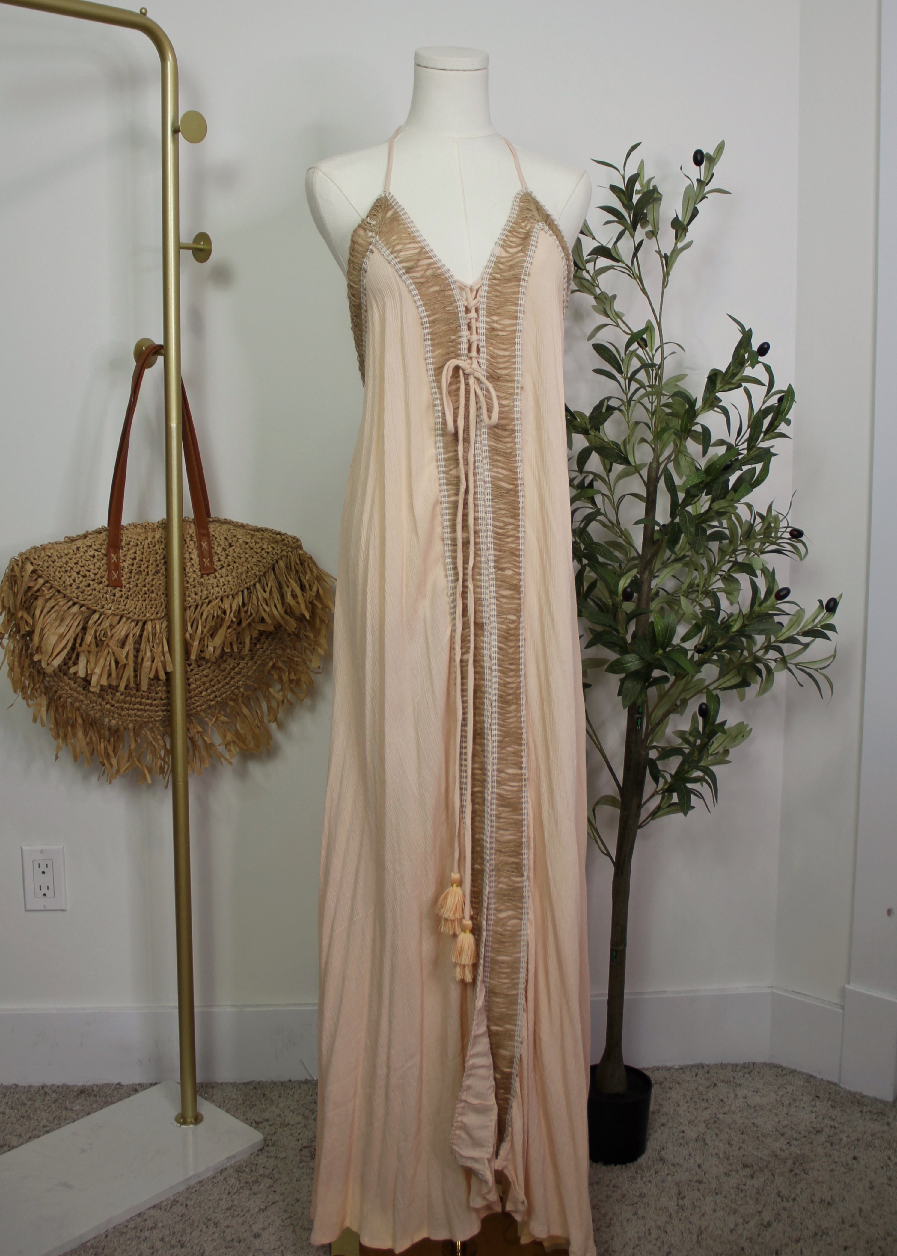 Boho Tie-Dye Halter Maxi Dress