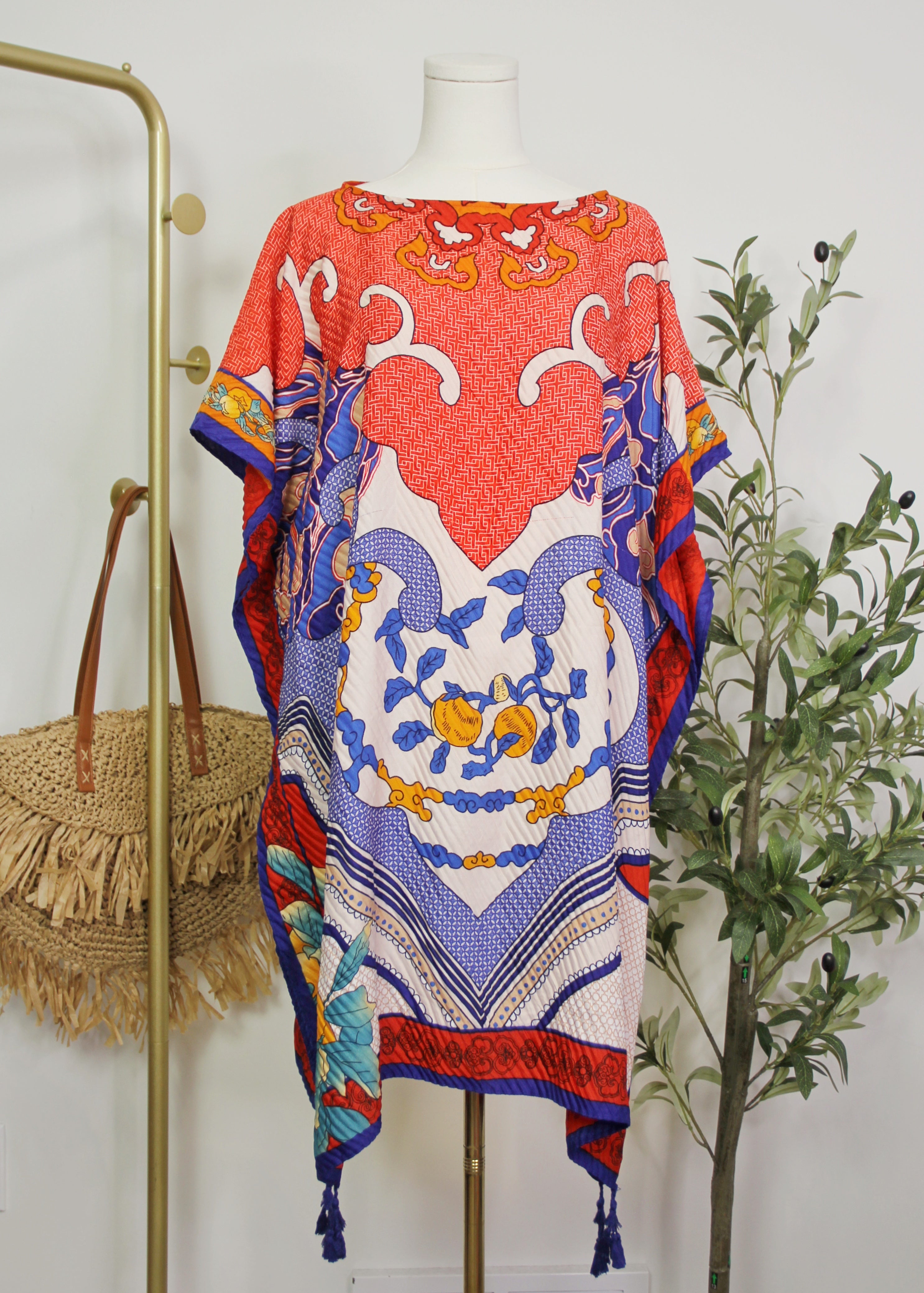 Boho Printed Tassel Kaftan Cover-Up