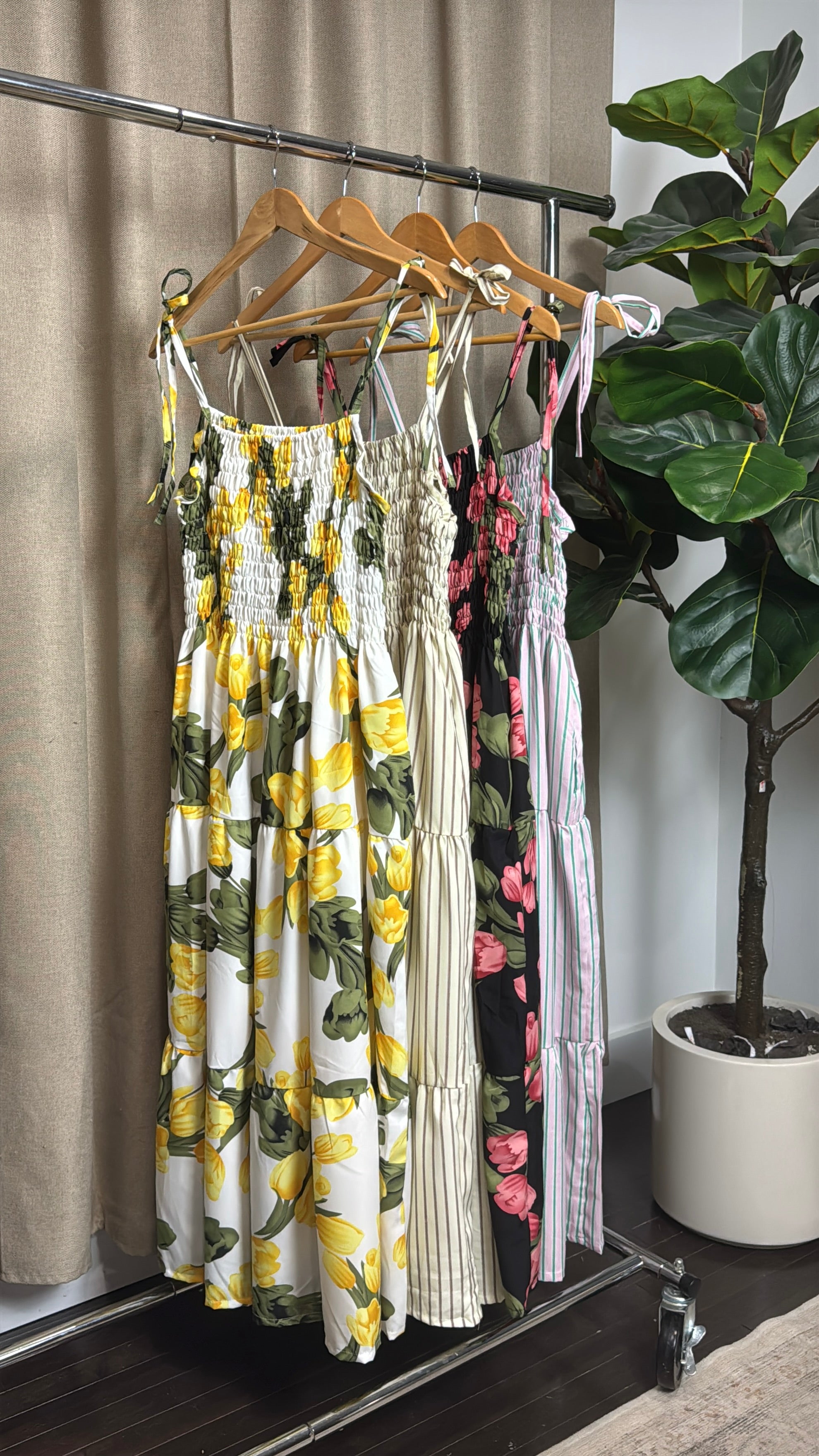 Ribbed Smocked Maxi Dress