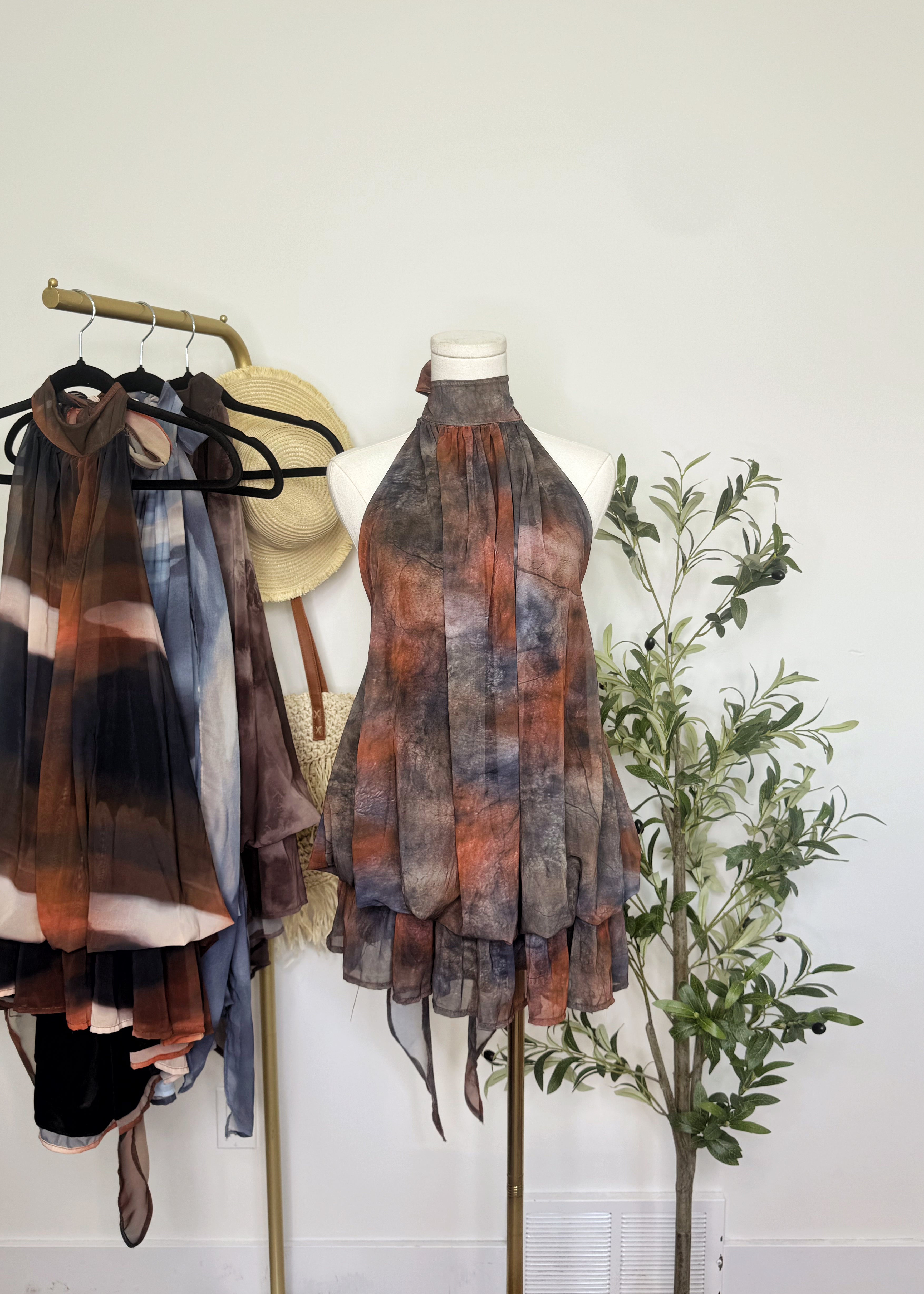 Abstract Halter Dress