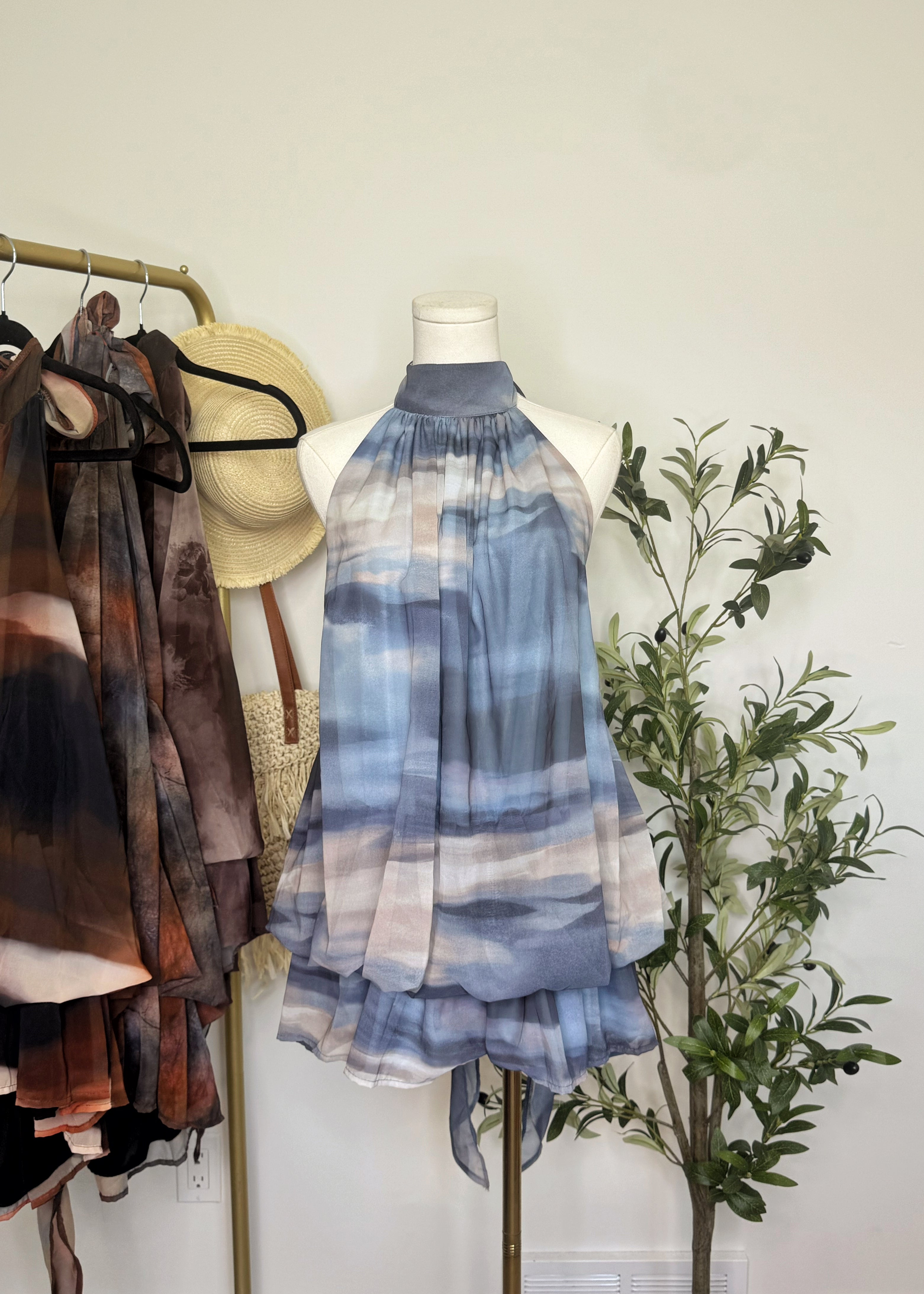 Abstract Halter Dress