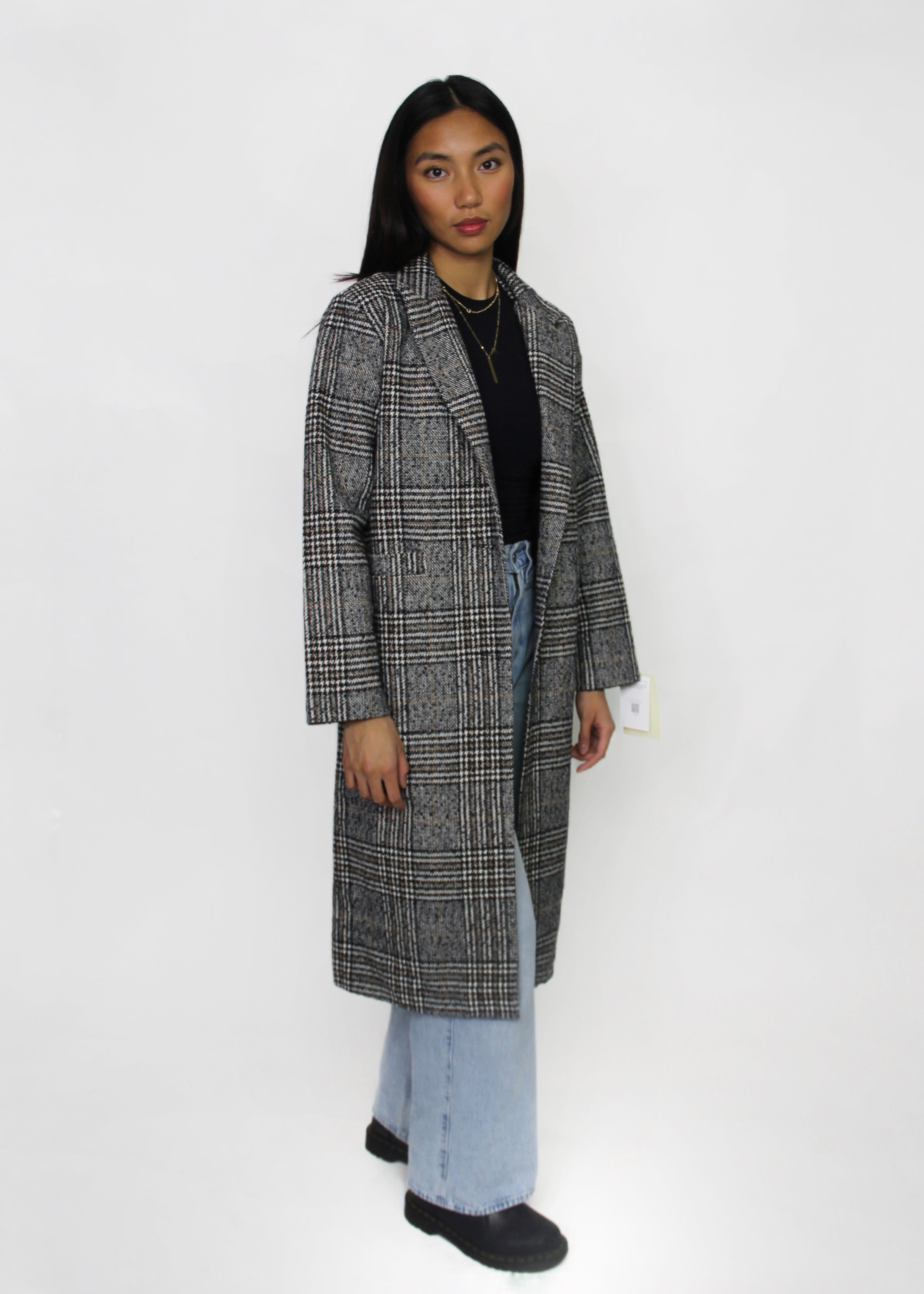 Padded Checked Tailored Coat
