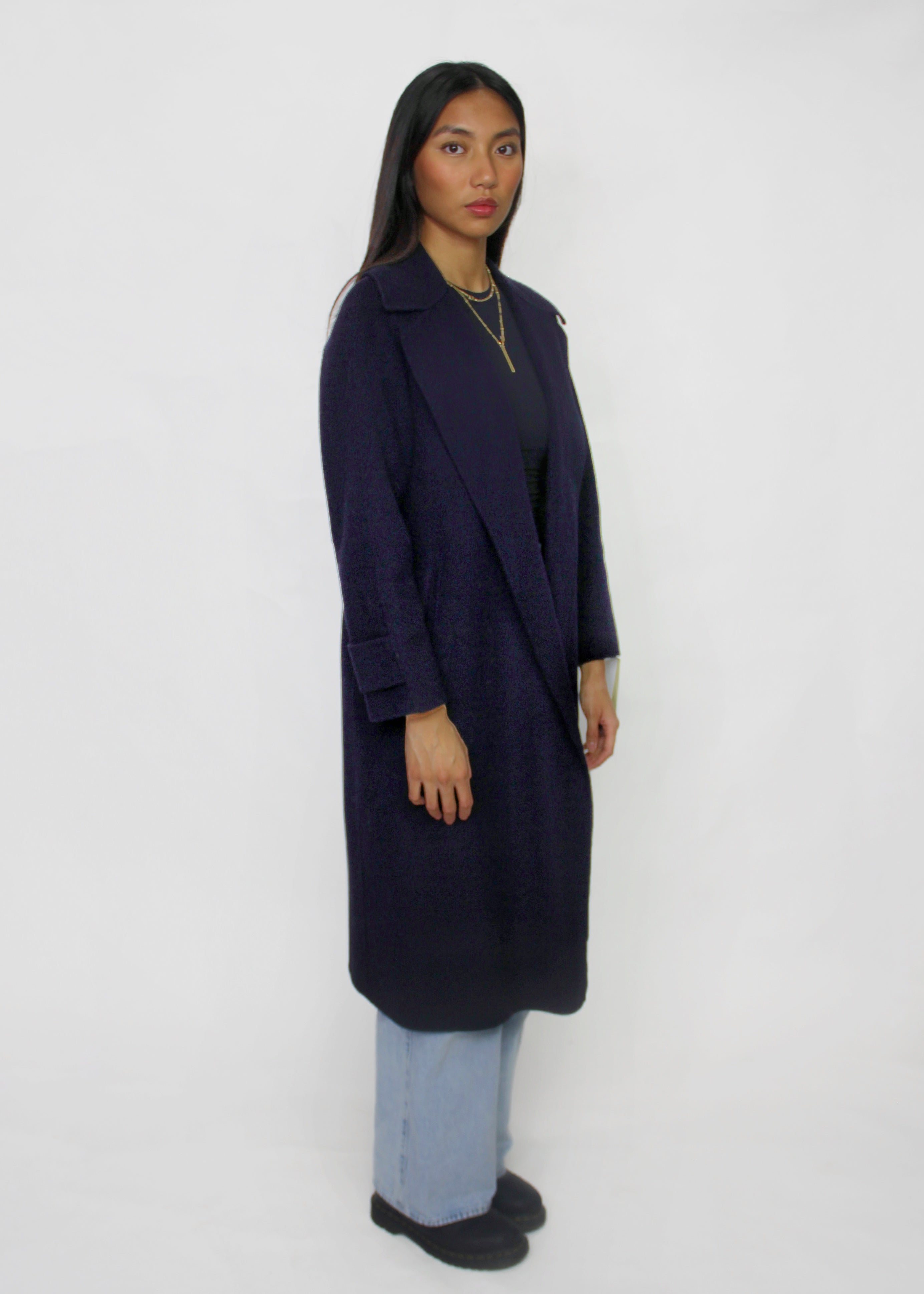 Navy Cashmere Blend Coat