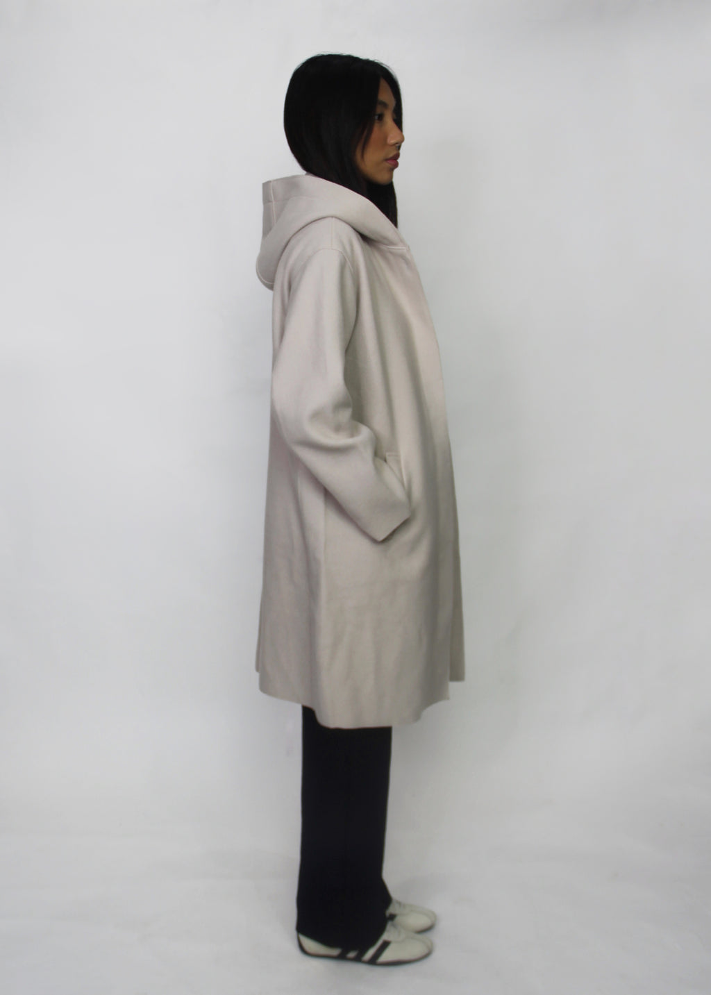 Hooded Wool Blend Coat