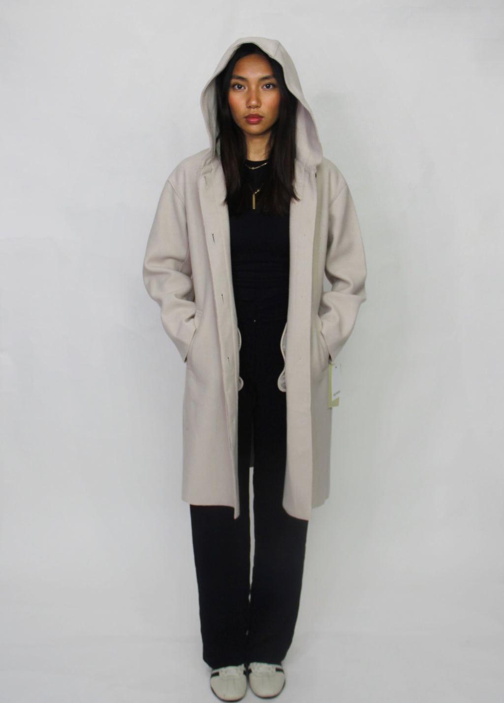 Hooded Wool Blend Coat