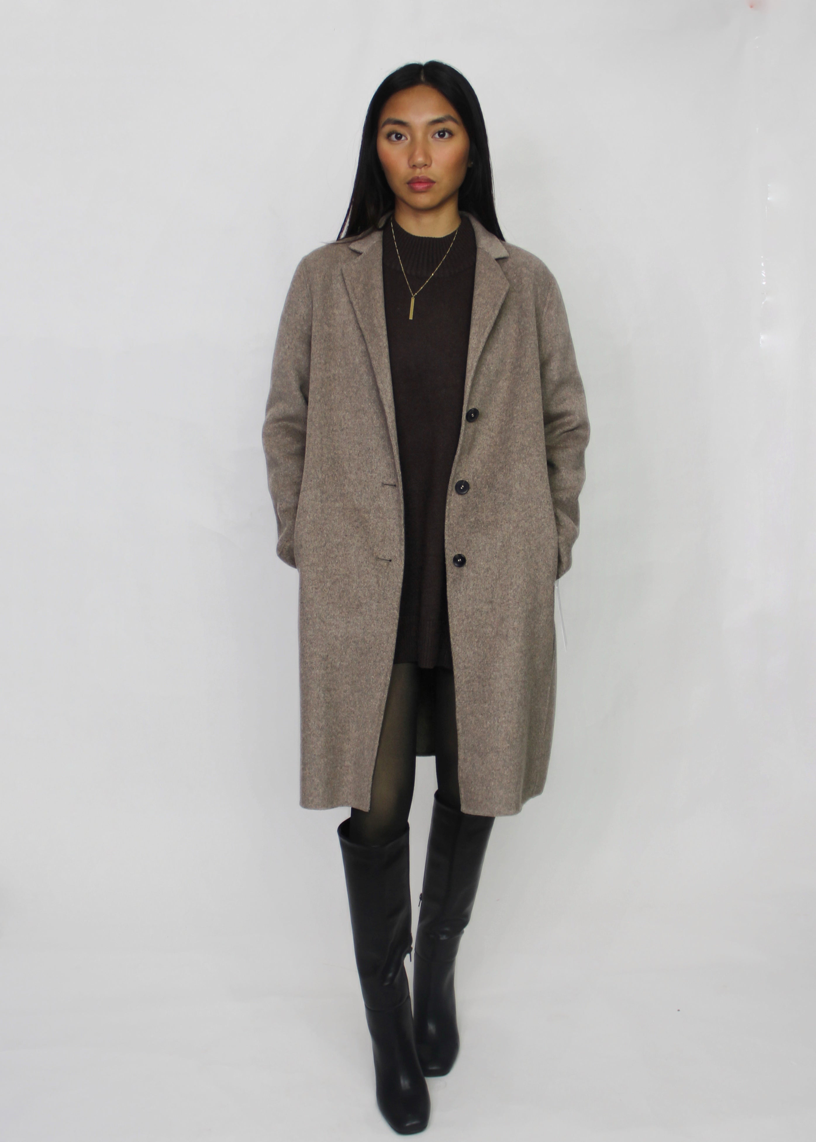 Taupe Double-Button Coat