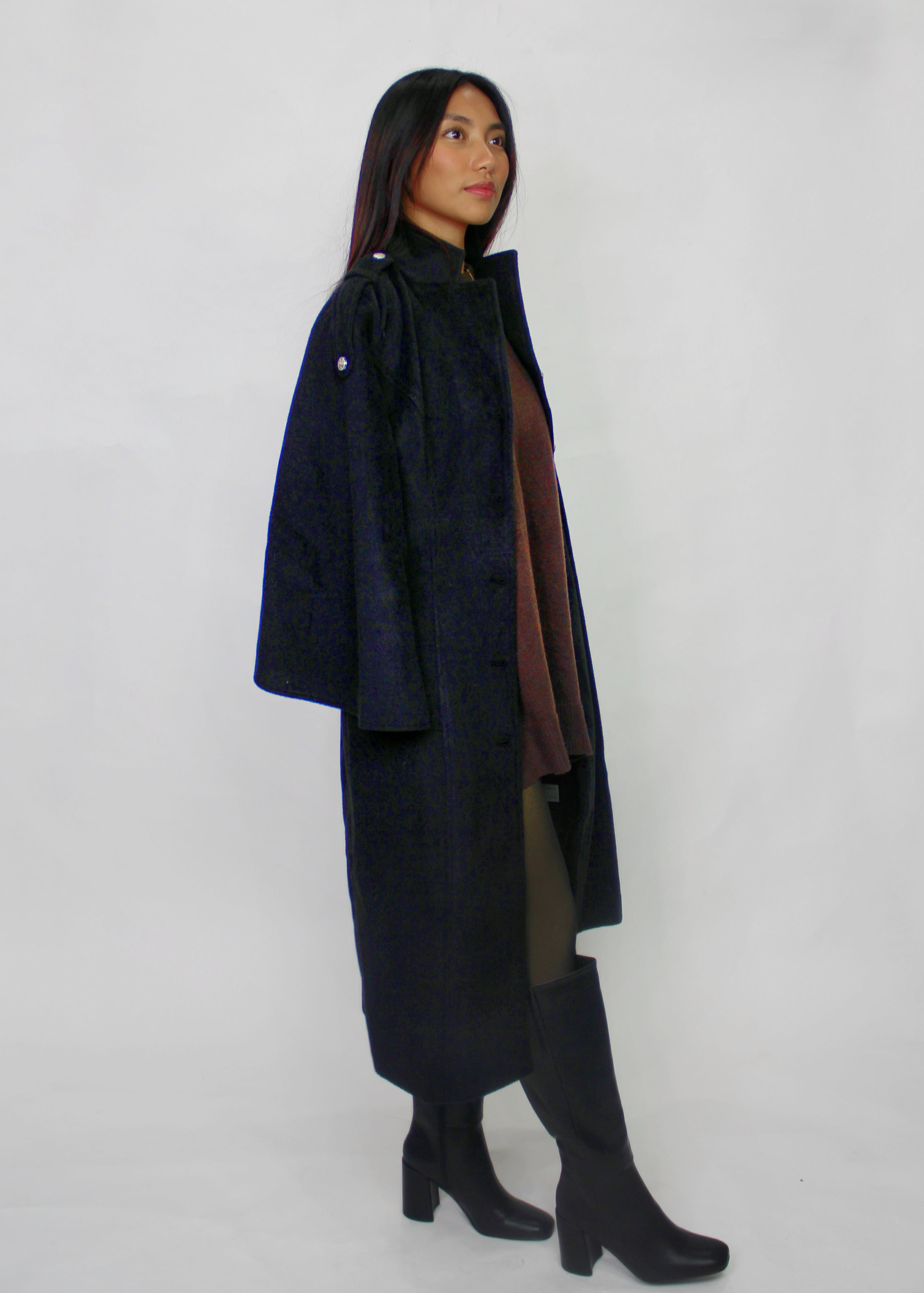 Cape-Style Wool Coat