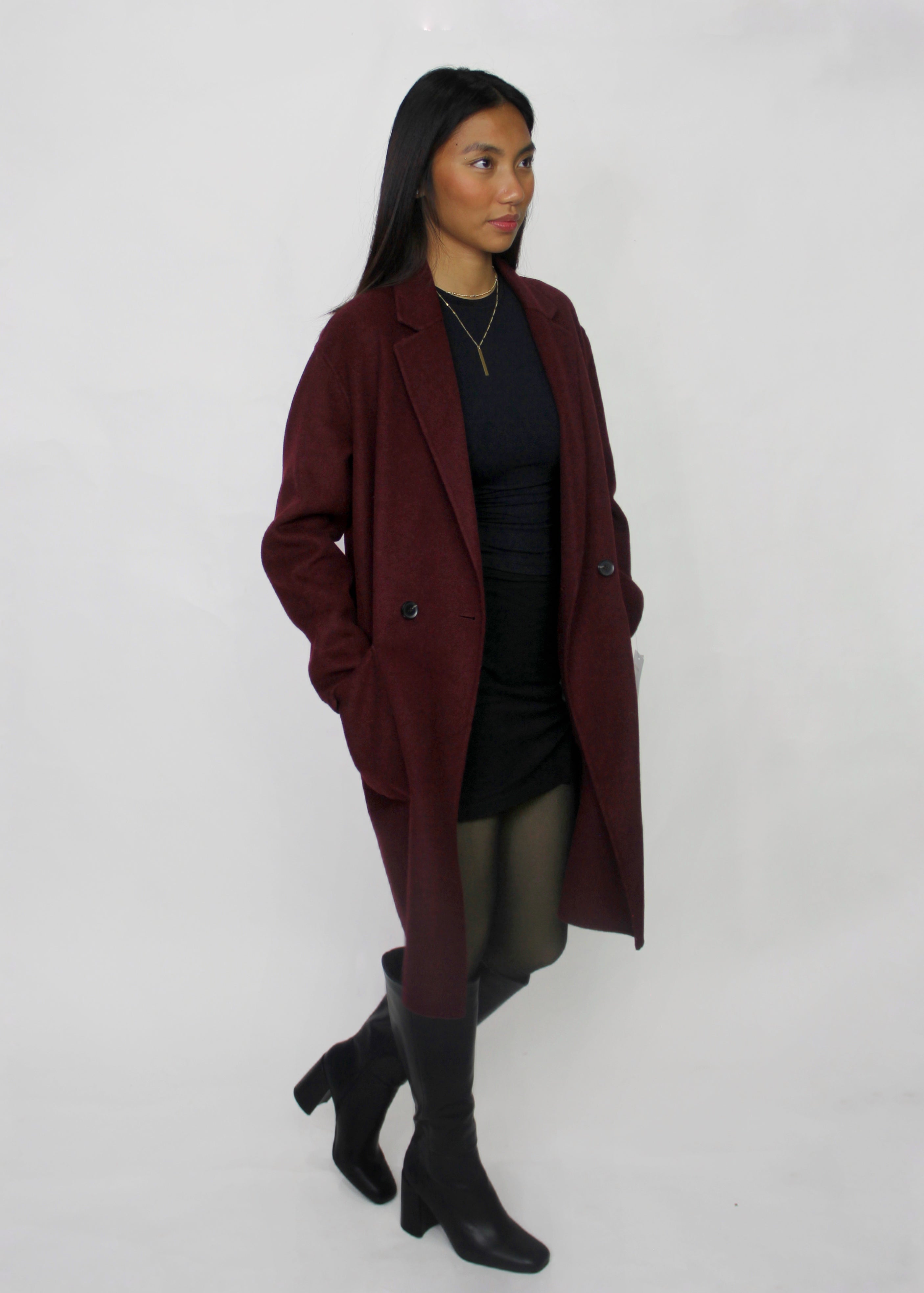 Burgundy Long  Coat