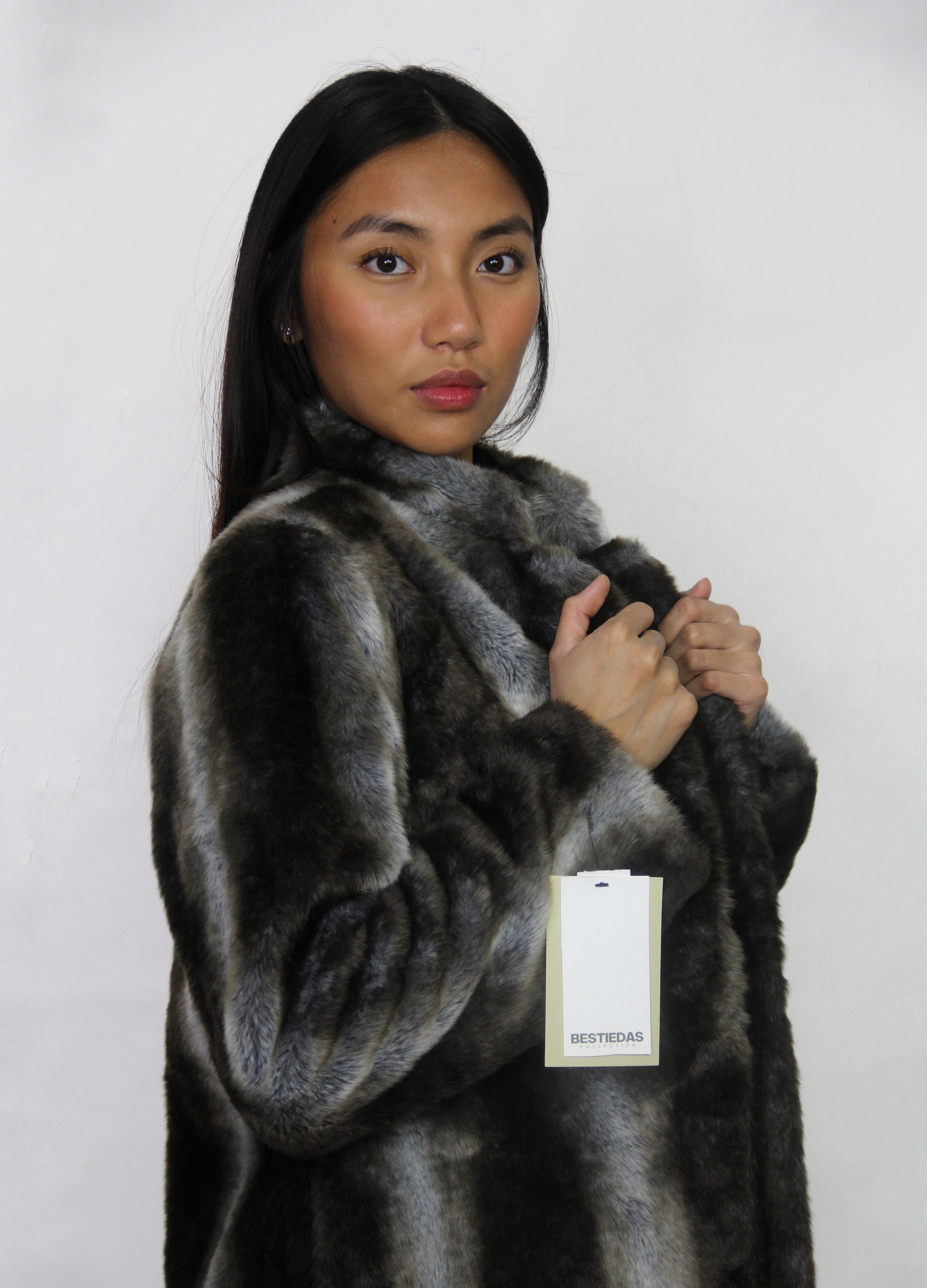 Two-Tone Faux Fur Coat