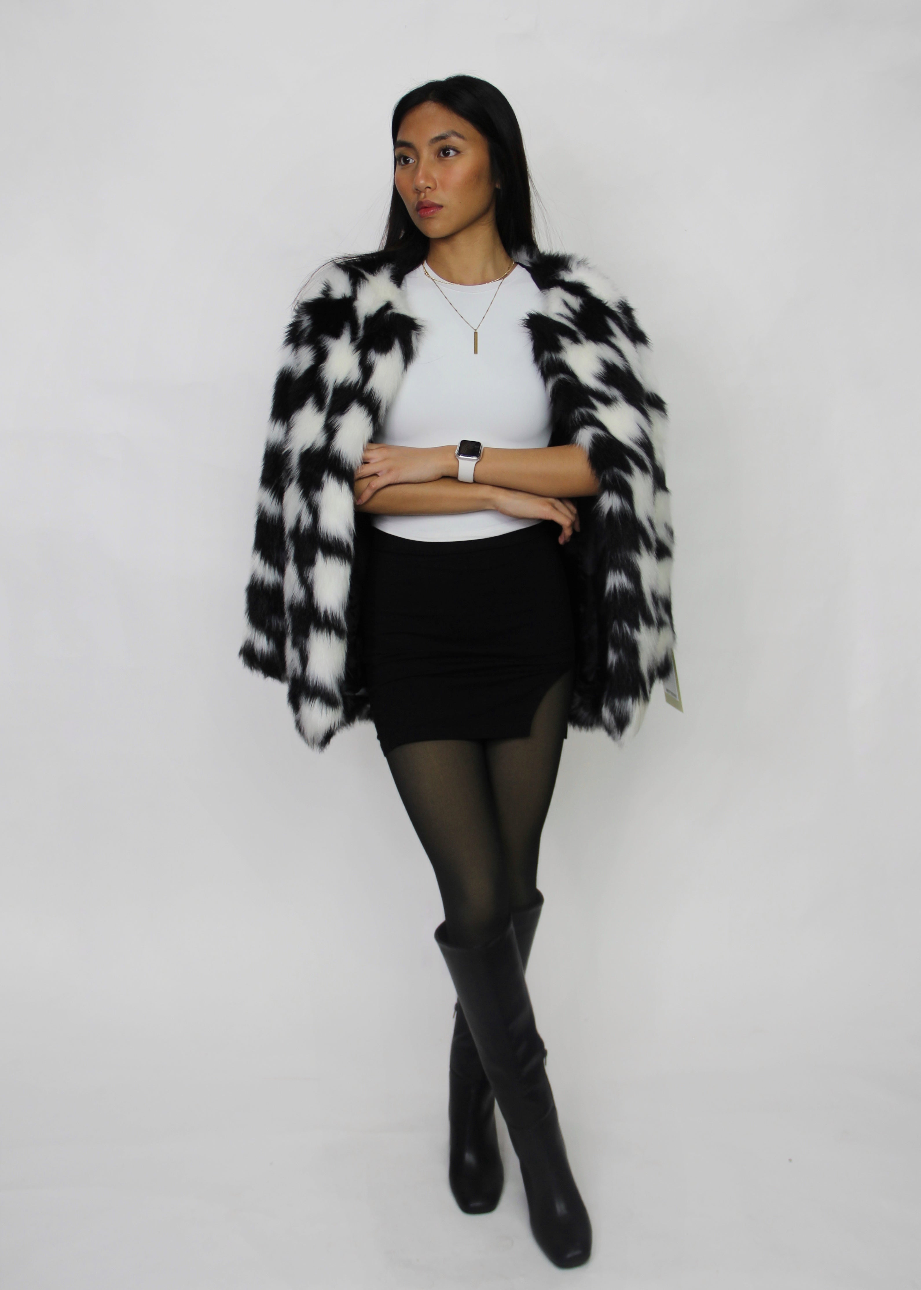 Two-Tone Faux Fur Jacket