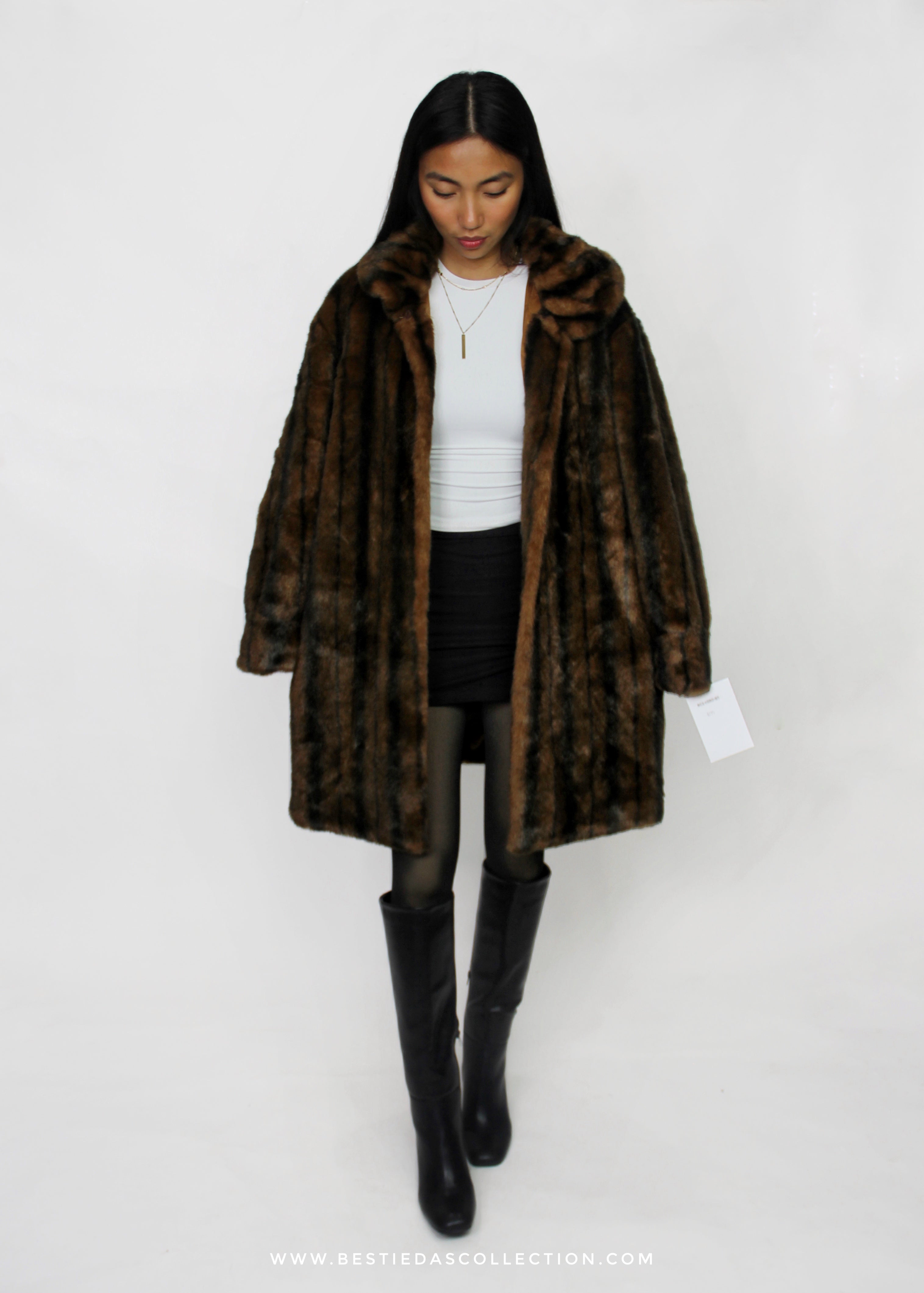Brown Faux Fur Long Coat