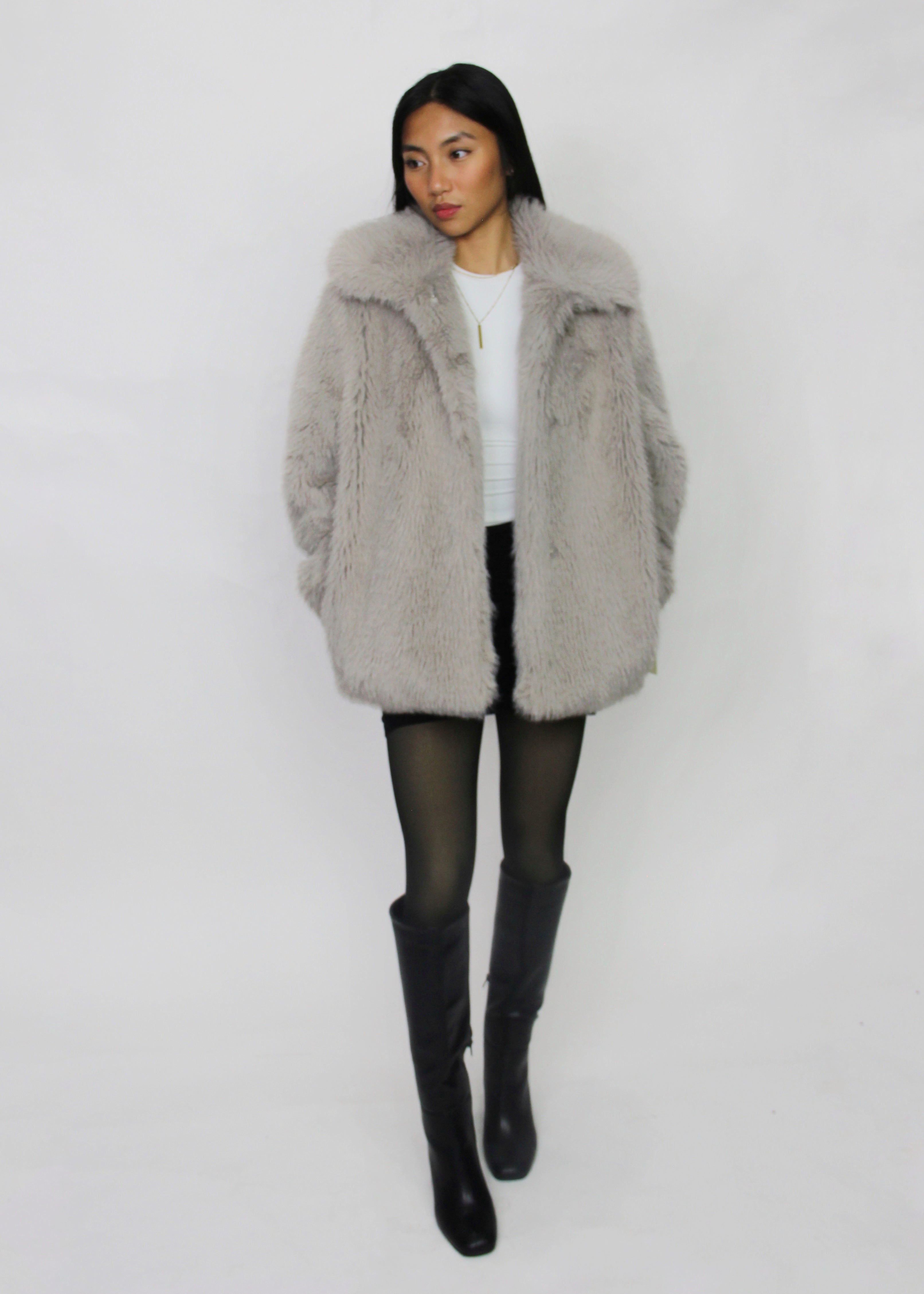 Grey Faux Fur Coat