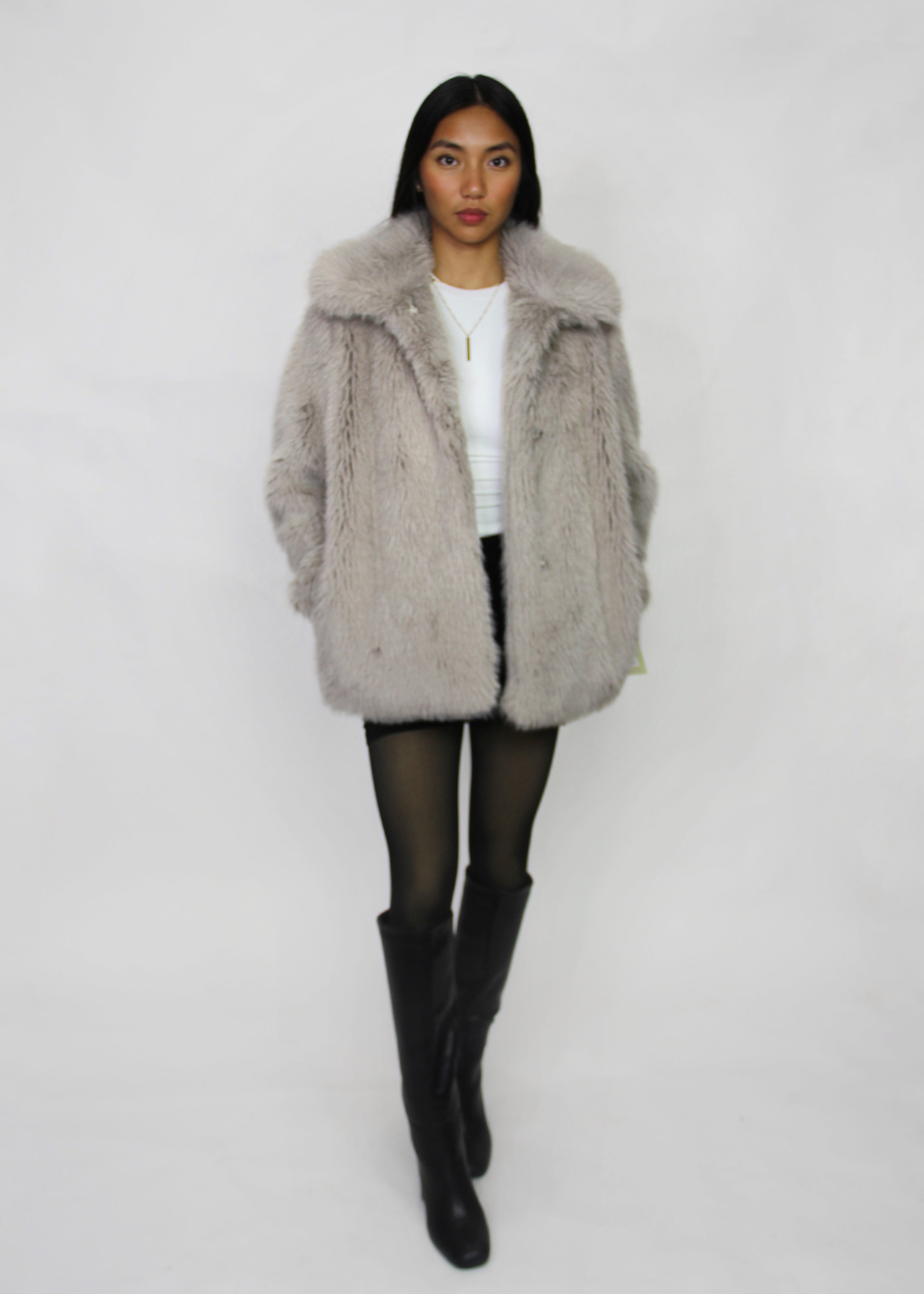 Grey Faux Fur Coat