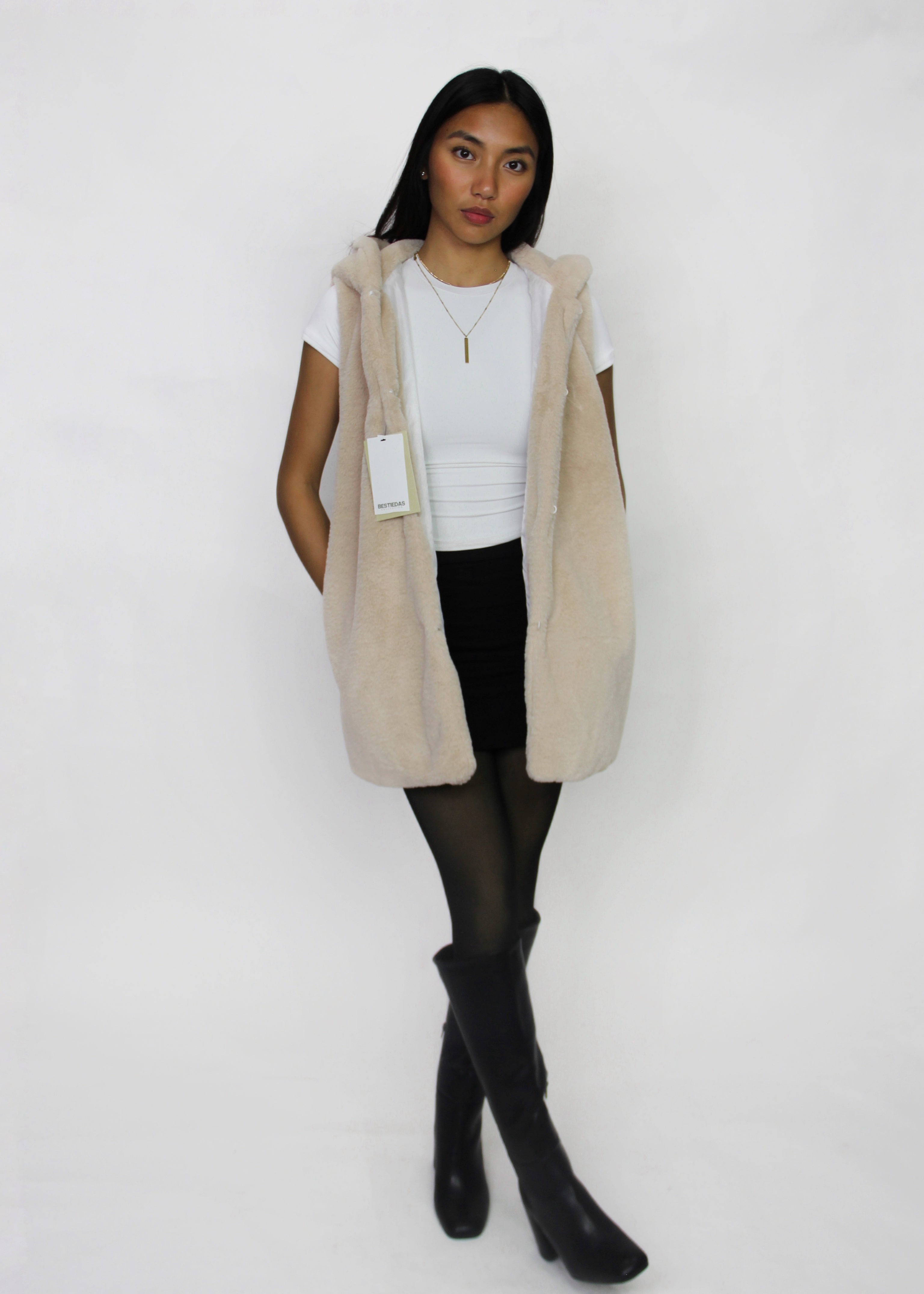 Hooded Faux Fur Vest