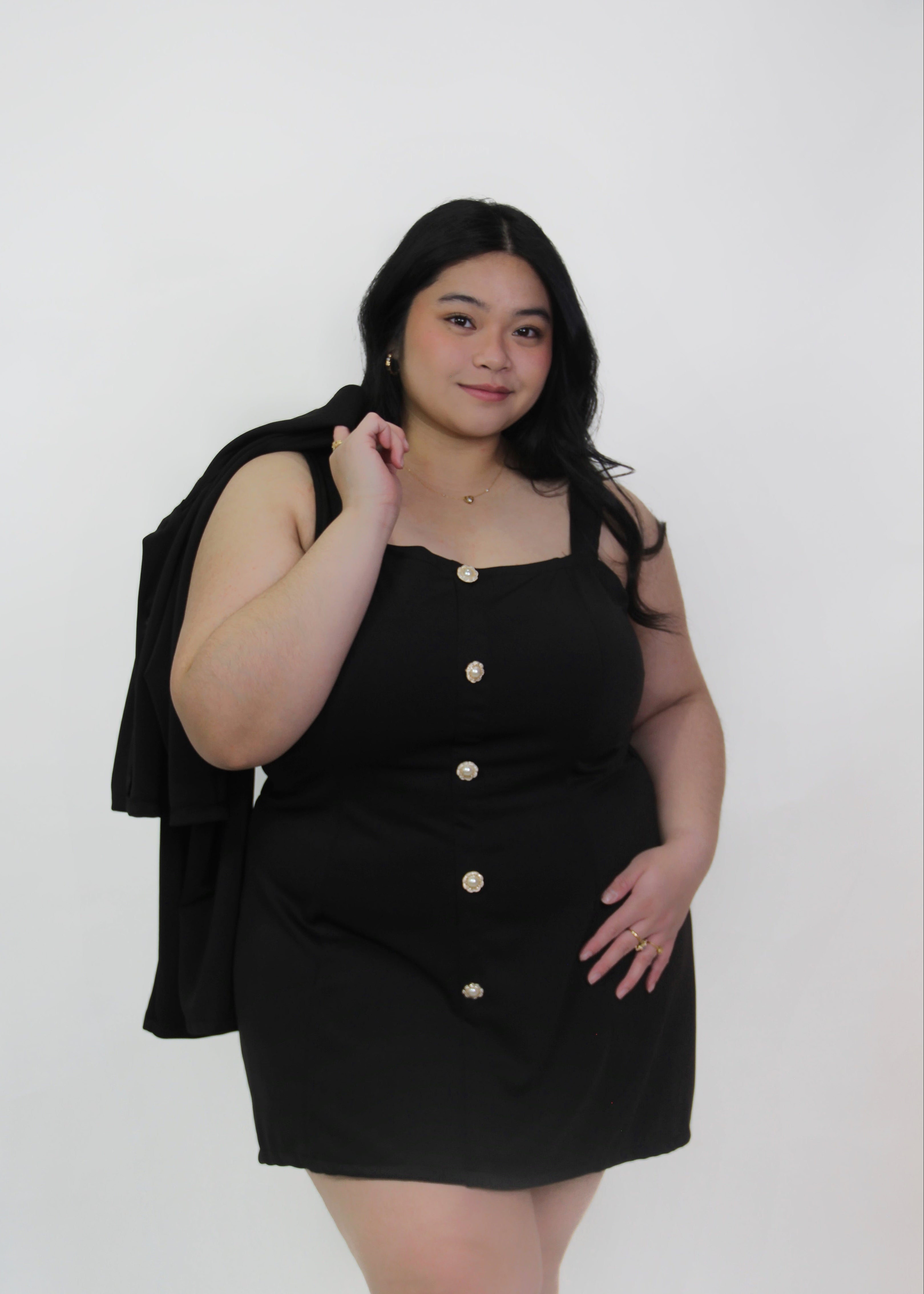 Classic Button Mini Dress Set with Jacket