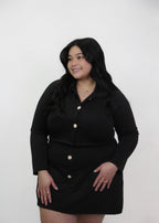 Classic Button Mini Dress Set with Jacket