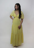 Yellow Cut-Out Maxi Dress
