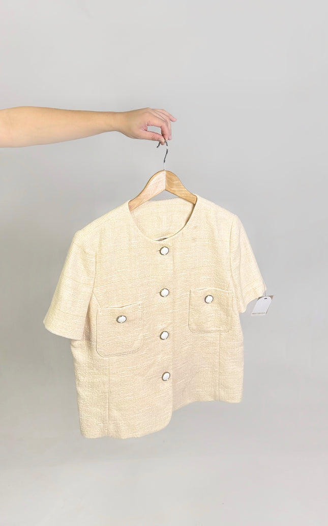 Tweed Cropped Button Top (M-L)