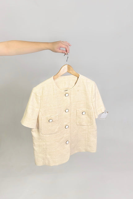 Tweed Cropped Button Top (M-L)