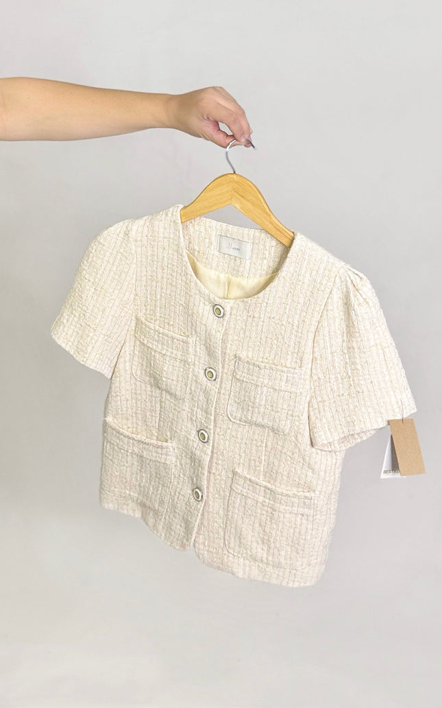 Tweed Cropped Button Top (XS–M)