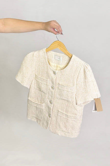 Tweed Cropped Button Top (XS–M)