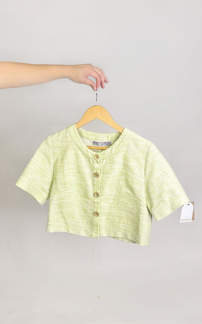 Tweed Cropped Button Top (XS–M)