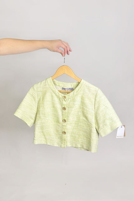 Tweed Cropped Button Top (XS–M)