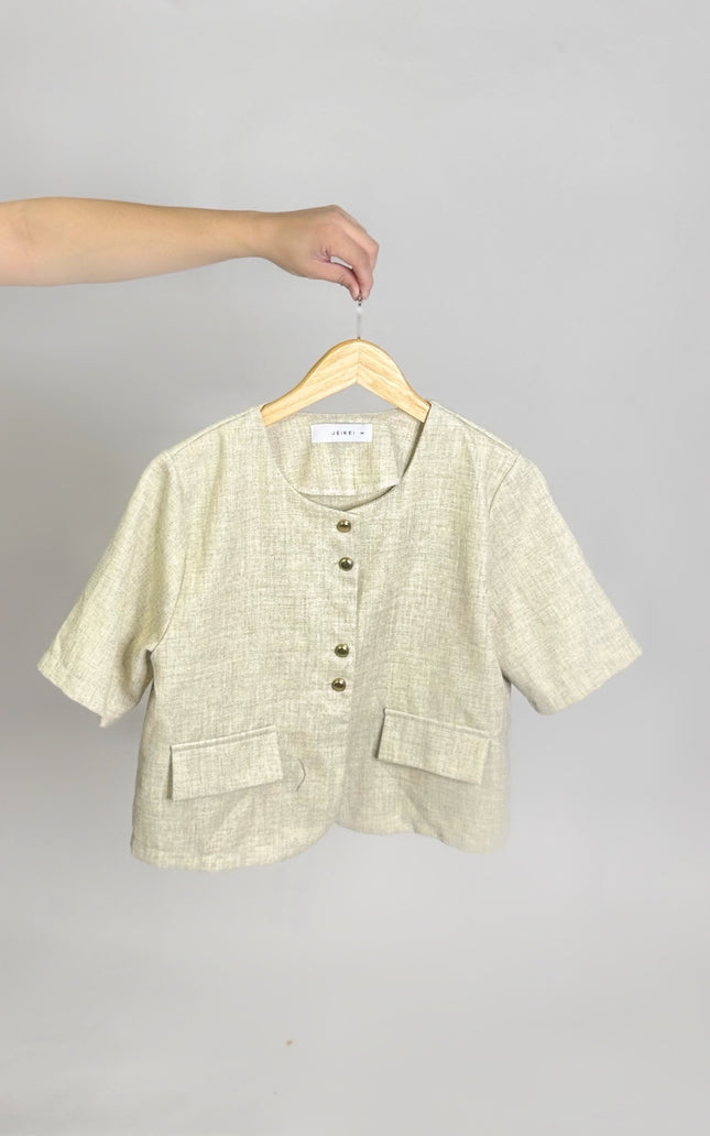 Tweed Cropped Button Top (M-L)