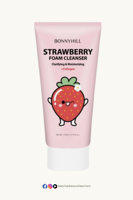 Bonnyhill Strawberry Foam Cleanser with Collagen – Clarifying & Moisturizing (175ml)